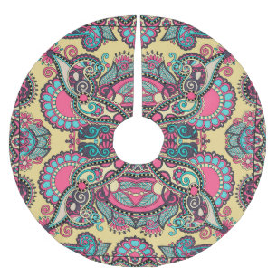 Jupon De Sapin En Polyester Brossé Floral Paisley Bandanna : Ornement traditionnel