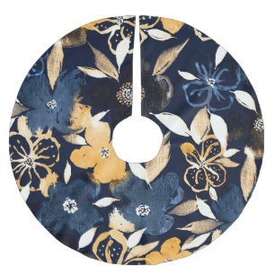 Jupon De Sapin En Polyester Brossé Floraux Abstraits : Motif de répétition aquarelle