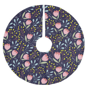 Jupon De Sapin En Polyester Brossé Flore mignonne : Fleurs colorées Motif.