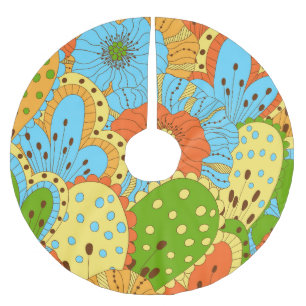 Jupon De Sapin En Polyester Brossé Flore tirée à la main : coloré sans fil