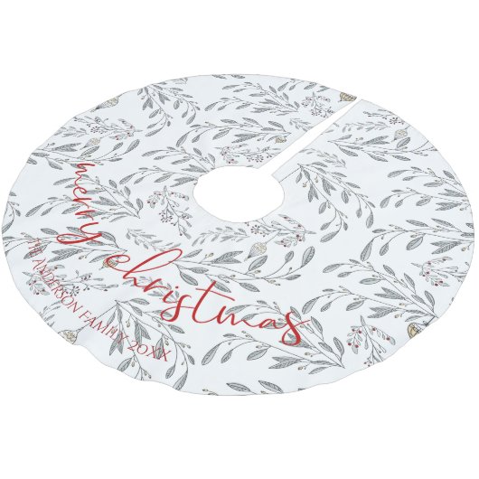 Jupon De Sapin En Polyester Brossé Folithe de Noël et baies (Angle)