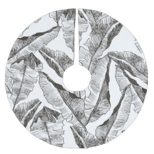 Jupon De Sapin En Polyester Brossé Forêt blanche noire : Motif Plante tropical