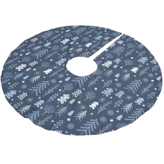 Jupon De Sapin En Polyester Brossé Forêt bleue de Noël (Angle)