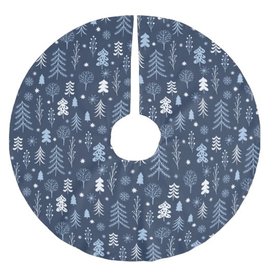 Jupon De Sapin En Polyester Brossé Forêt bleue de Noël (Devant)