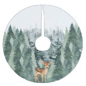 Jupon De Sapin En Polyester Brossé Forêt d'aquarelle avec cerf (Devant)