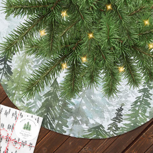 Jupon De Sapin En Polyester Brossé Forêt de pins aquarelle