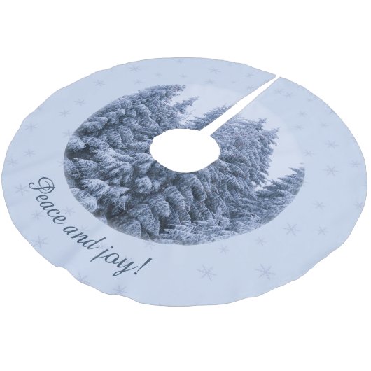 Jupon De Sapin En Polyester Brossé Forêt hivernale magique - bleu, coutume (Angle)