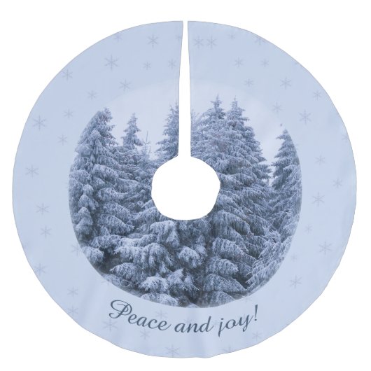 Jupon De Sapin En Polyester Brossé Forêt hivernale magique - bleu, coutume (Devant)