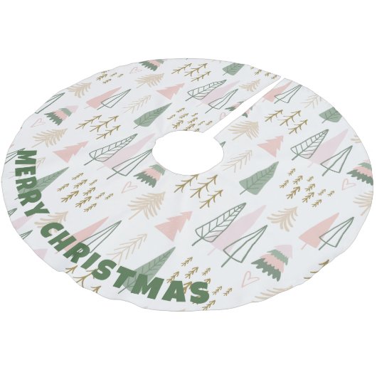 Jupon De Sapin En Polyester Brossé Forêt moderne d'arbres - Joyeux Noël (Angle)