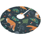 Jupon De Sapin En Polyester Brossé Foxes Arbres Feuilles Dark Arrière - plan (Angle)
