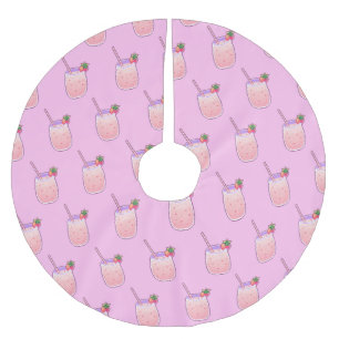 Jupon De Sapin En Polyester Brossé Fraise Kawaii Pixel Food Pastel Rose Sweet