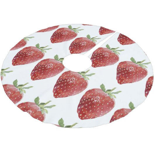 Jupon De Sapin En Polyester Brossé Fraises d'aquarelle : motif transparent (Angle)