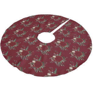 Jupon De Sapin En Polyester Brossé Frame d'or rustique Berry Pinecone Wreath Noël