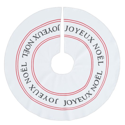 Jupon De Sapin En Polyester Brossé French Joyeux Noël Red Stripe Noël (Devant)