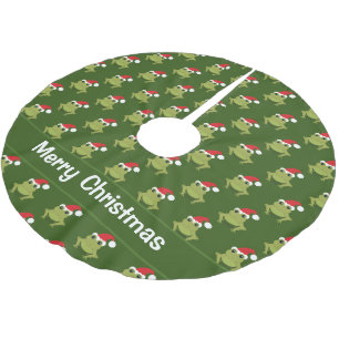 Jupon De Sapin En Polyester Brossé Frog Santa Hat Noël vert