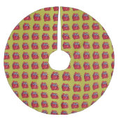 Jupon De Sapin En Polyester Brossé Fruit Motif fraises sur l'or fêté (Devant)