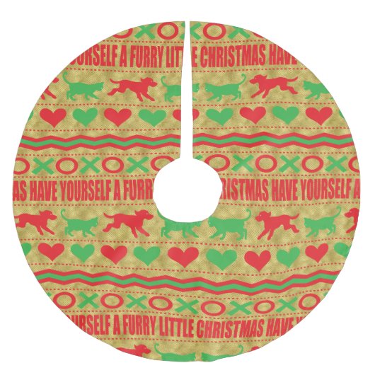 Jupon De Sapin En Polyester Brossé Fruits de Noël pour chiens et chats (Devant)