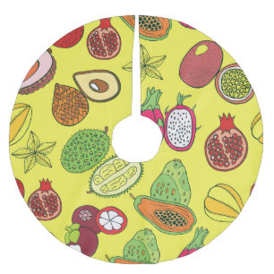 Jupon De Sapin En Polyester Brossé Fruits exotiques tropicaux Motif à main