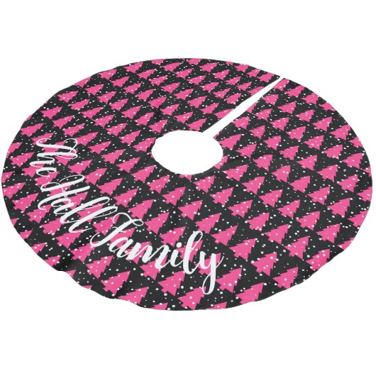 Jupon De Sapin En Polyester Brossé Fuchsia et Black Christmas Tree (Angle)