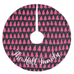 Jupon De Sapin En Polyester Brossé Fuchsia et Black Christmas Tree