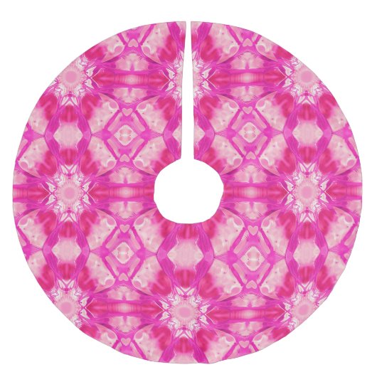 Jupon De Sapin En Polyester Brossé Fuchsia et Pastel Pink Tie Dye Motif (Devant)