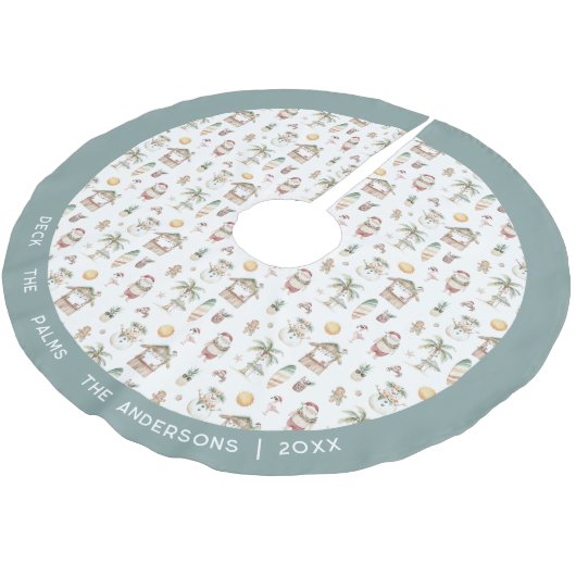 Jupon De Sapin En Polyester Brossé Fun Noël Tropical Personnalisé (Angle)