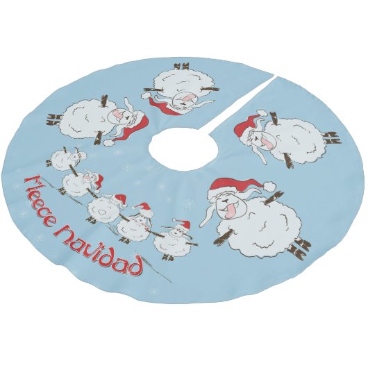 Jupon De Sapin En Polyester Brossé FUNNY Christmas Sheep Fleece Navidad (Angle)