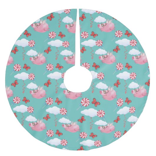 Jupon De Sapin En Polyester Brossé Funny Flying Pig Motif (Devant)