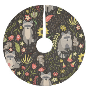 Jupon De Sapin En Polyester Brossé Funny Raccoons Vintage Illustration Motif