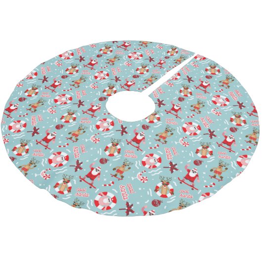 Jupon De Sapin En Polyester Brossé Funny Tropical Père Noël (Angle)