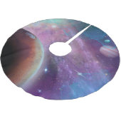 Jupon De Sapin En Polyester Brossé Galaxie violette avec planètes (Angle)