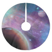 Jupon De Sapin En Polyester Brossé Galaxie violette avec planètes (Devant)