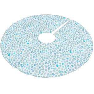 Jupon De Sapin En Polyester Brossé Galets côtiers Motif Turquoise en verre de mer