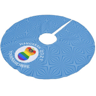 Jupon De Sapin En Polyester Brossé Gay pride Black Angel Hanoukka Drapeau personnalis