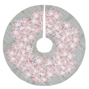 Jupon De Sapin En Polyester Brossé Gemmes roses Roses poussiéreuses sur gris avec éti