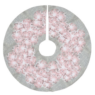 Jupon De Sapin En Polyester Brossé Gemmes roses Roses poussiéreuses sur gris avec éti