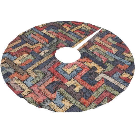 Jupon De Sapin En Polyester Brossé Géométrie brodée, texture ethnique (Angle)