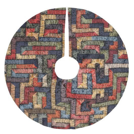 Jupon De Sapin En Polyester Brossé Géométrie brodée, texture ethnique (Devant)