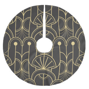 Jupon De Sapin En Polyester Brossé Géométrique moderne : Lignes d'or Vintage