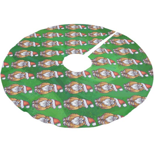 Jupon De Sapin En Polyester Brossé Ginger Chat Noël Sur Vert (Angle)