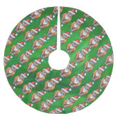 Jupon De Sapin En Polyester Brossé Ginger Chat Noël Sur Vert (Devant)