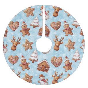 Jupon De Sapin En Polyester Brossé Gingerbread Cookies Noël