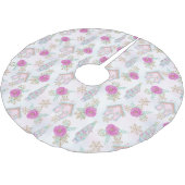 Jupon De Sapin En Polyester Brossé Gingerbread de Noël rose (Angle)