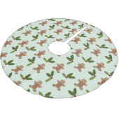 Jupon De Sapin En Polyester Brossé Gingerbread Men and Holly Pattern (Angle)
