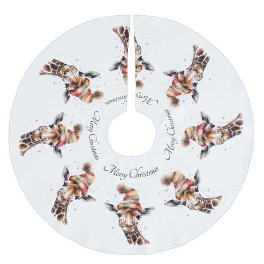 Jupon De Sapin En Polyester Brossé Giraffe de Noël cosy, sur mesure (Devant)
