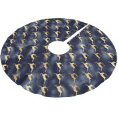 Jupon De Sapin En Polyester Brossé Glam Christmas Reinder Marine Blue Gold Faux Foil (Angle)
