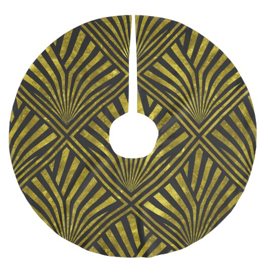 Jupon De Sapin En Polyester Brossé Glam de déco : Motif or et noir (Devant)