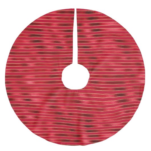 Jupon De Sapin En Polyester Brossé Glam Red Gold Stripes (Devant)