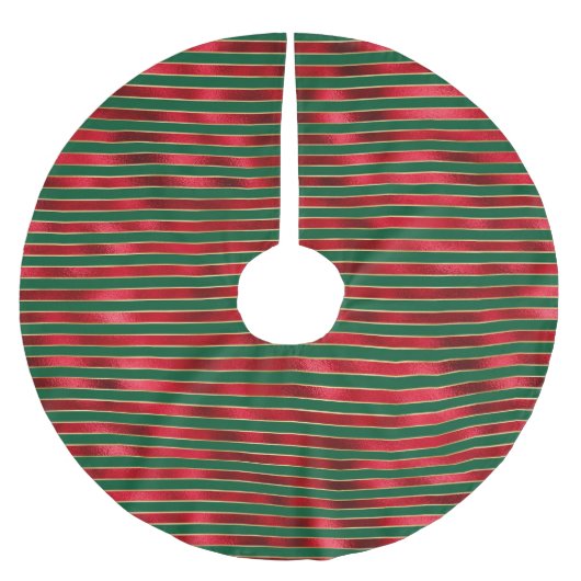 Jupon De Sapin En Polyester Brossé Glam Red Green Gold Stripes (Devant)