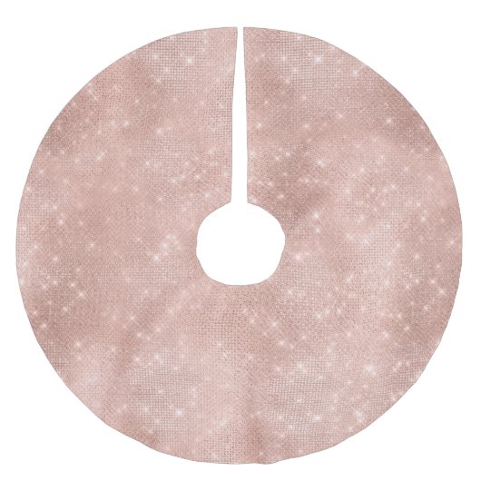Jupon De Sapin En Polyester Brossé Glam Rose Gold Sparkle (Devant)
